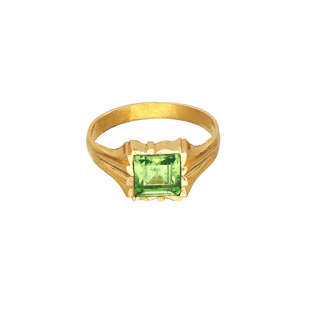 22K Gold Ring For Men with Cz & Green Stone (Close Setting) - 235-GR4704 in  18.600 Grams