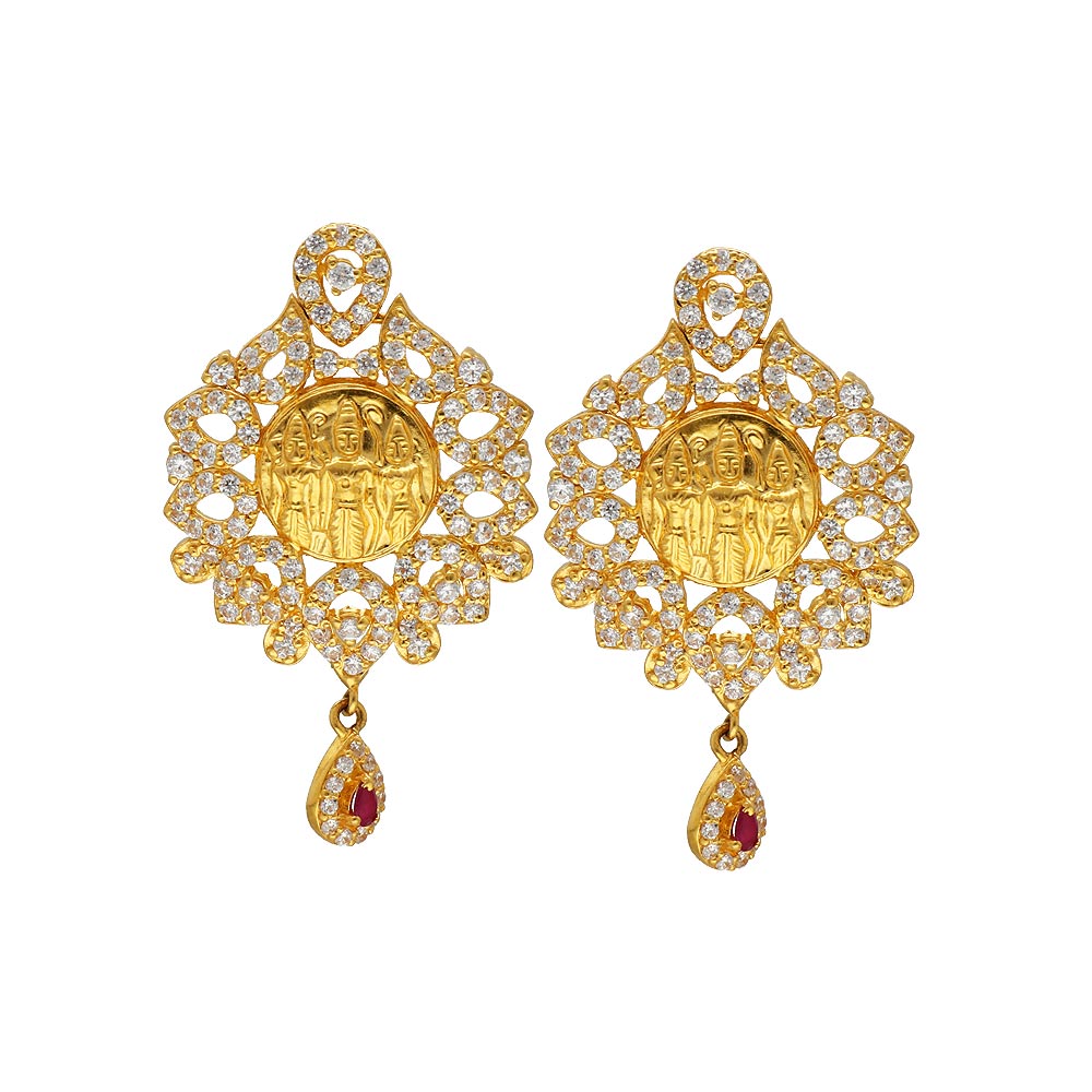 ram parivar earrings with cz's | Gold earrings designs, Gold jewelry  outfits, Gold jewelry fashion