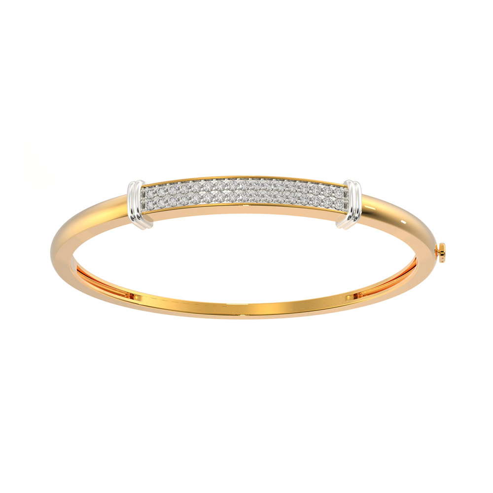 Rhodium-Plated with Silver-Toned American Diamond Studded Bangle Style