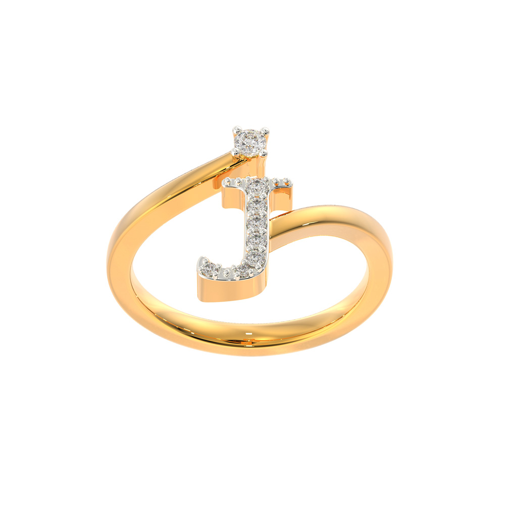 Buy 18Kt Diamond Alphabet J Ring 148G9613 Online from Vaibhav ...