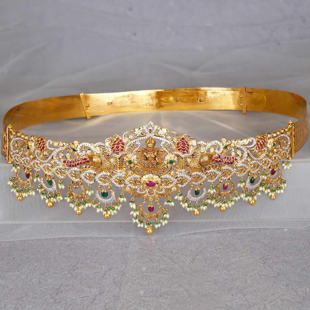 Buy 22Kt Gold Precious Pachi Lakshmi Devi Design Vaddanam 56VG1942 Online  from Vaibhav Jewellers