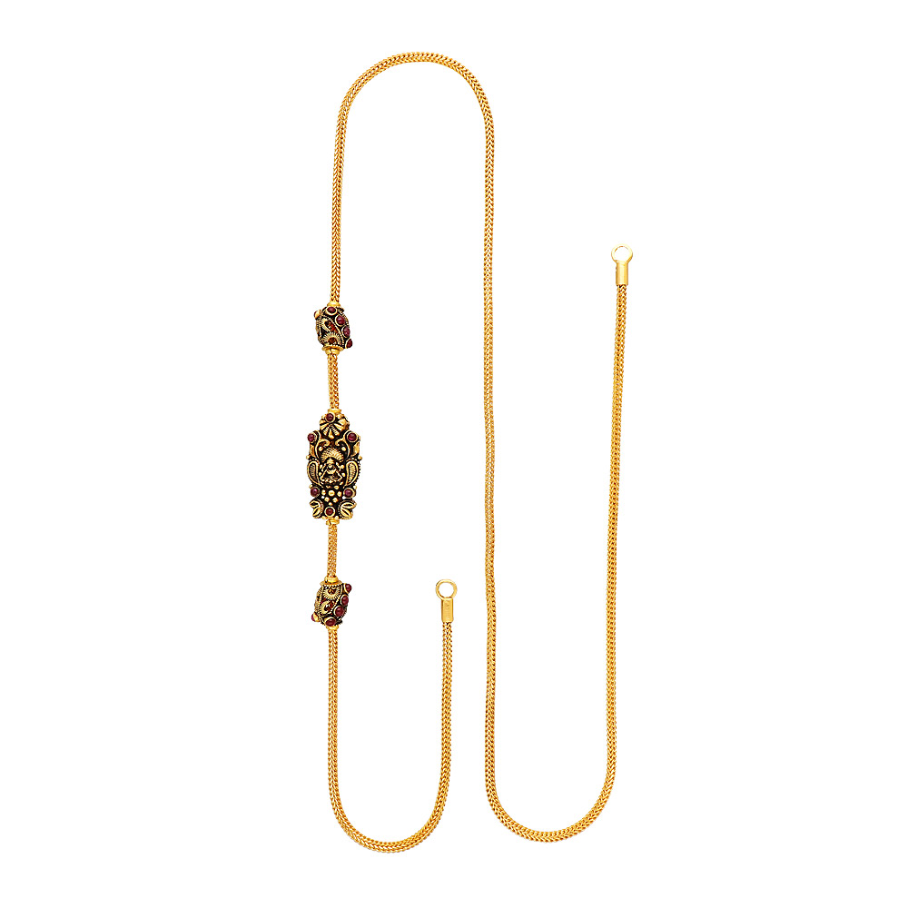 Buy 22Kt Plain Gold Lakshmi Devi Design Mopu Chain 64VY3422 Online ...