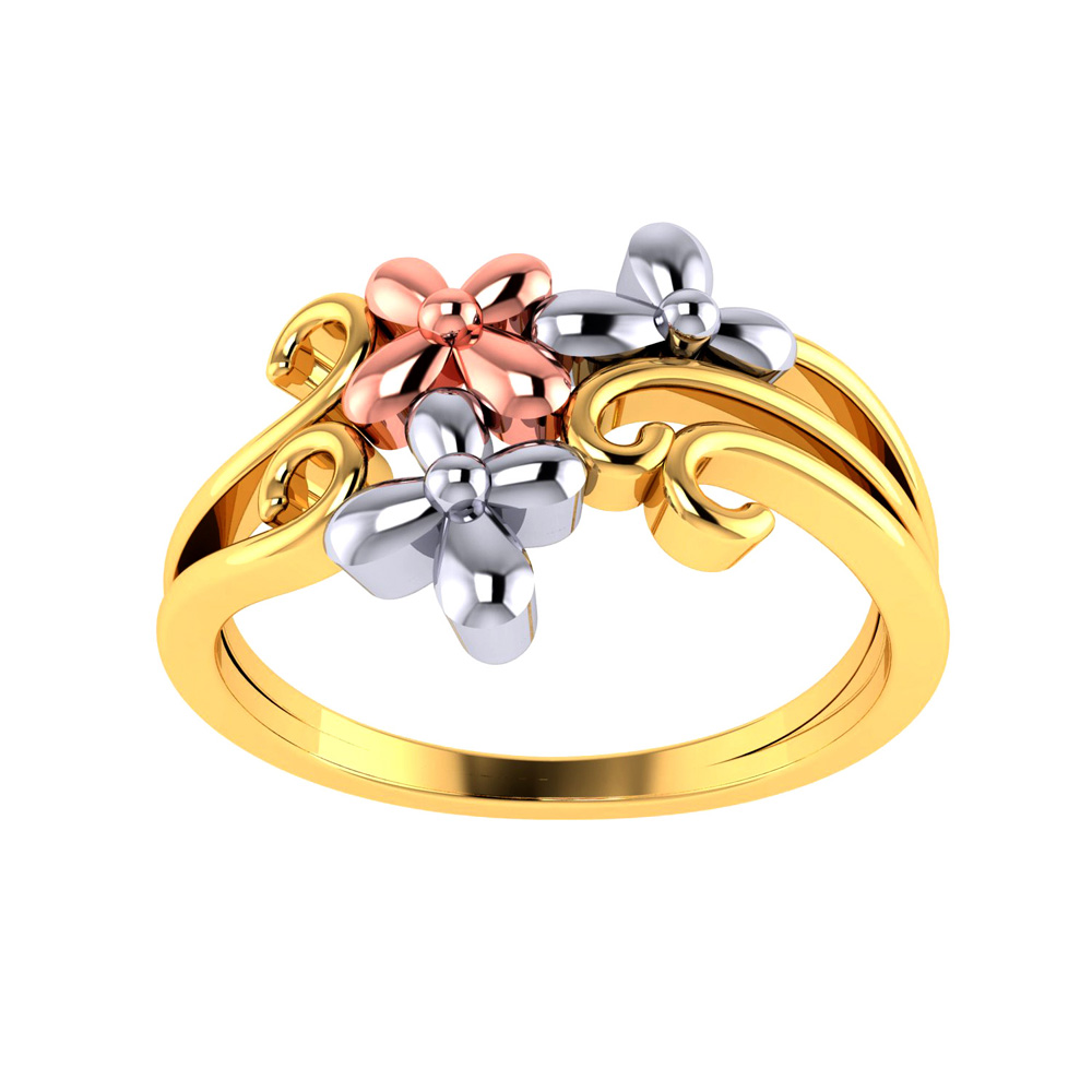 Onyx & Gold Flower Ring - Delhi
