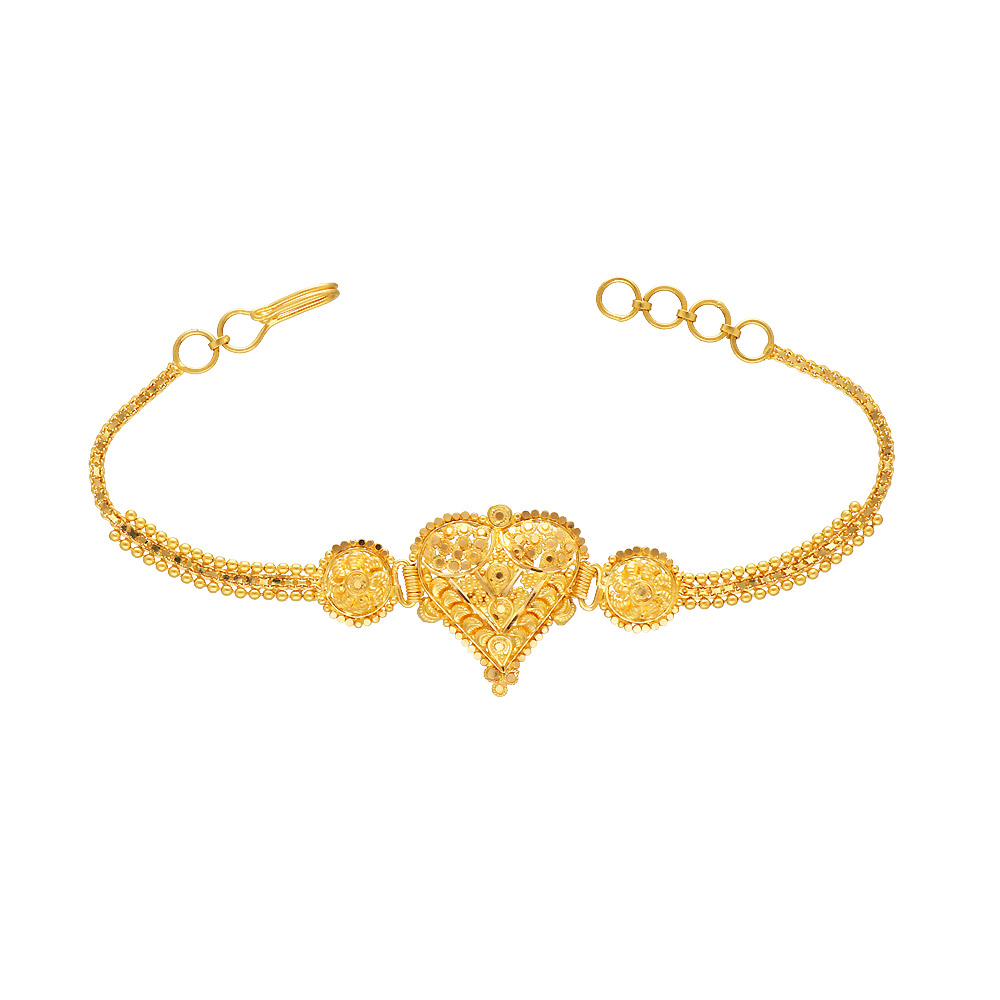 Buy 22K Plain Gold Heart Design Ladies Bracelet 71VA9844 Online ...