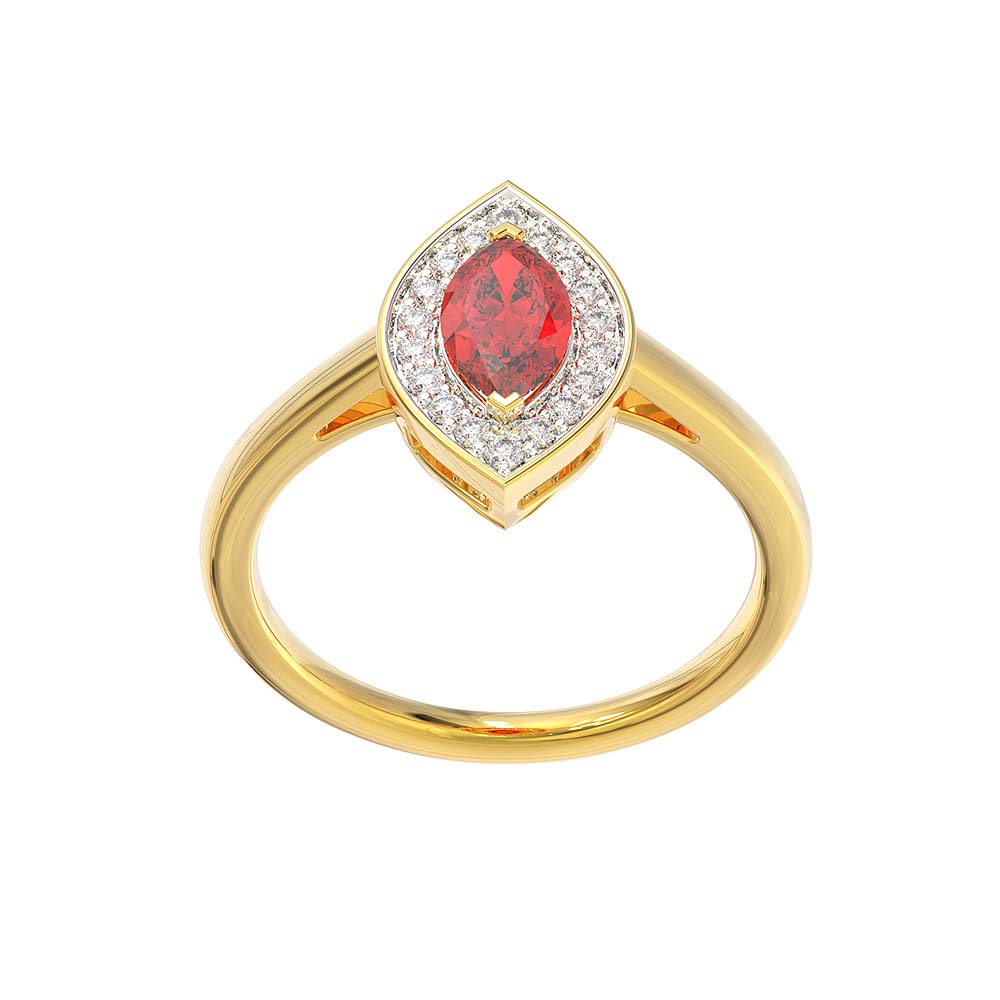 Pear Shaped Ruby and Diamond Ring in 18K White Gold | HN JEWELRY