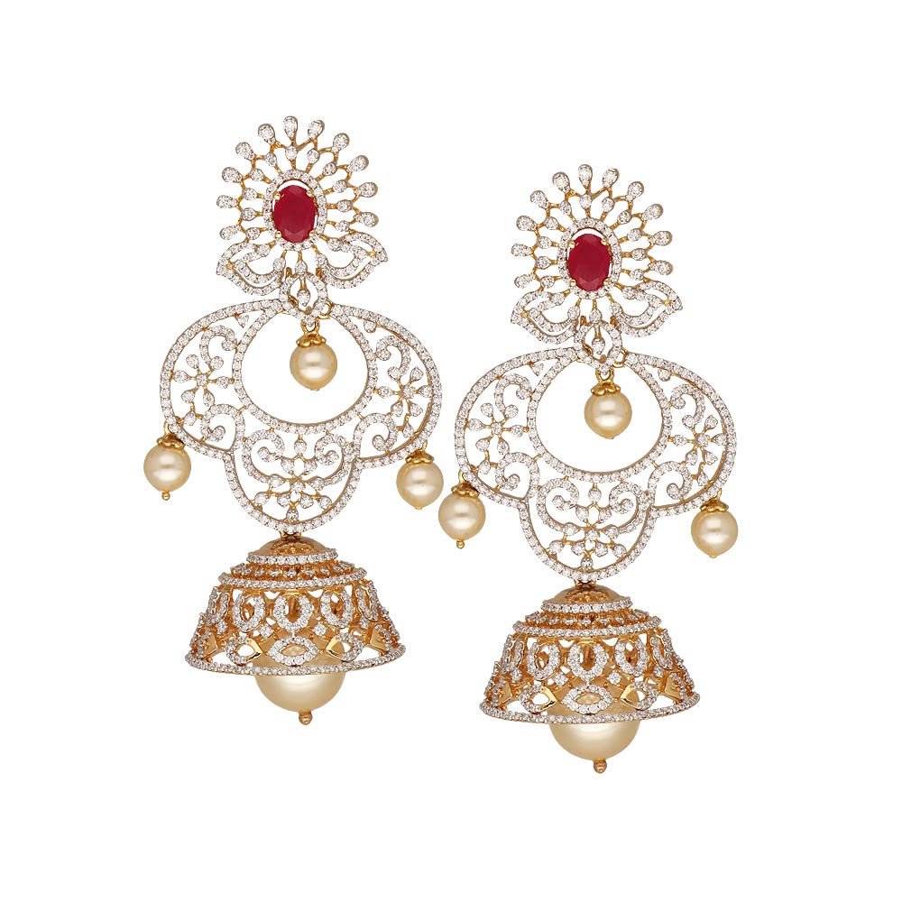 Buy American Diamond Earrings Jhumka | AD Earrings Jhumka – Nithilah