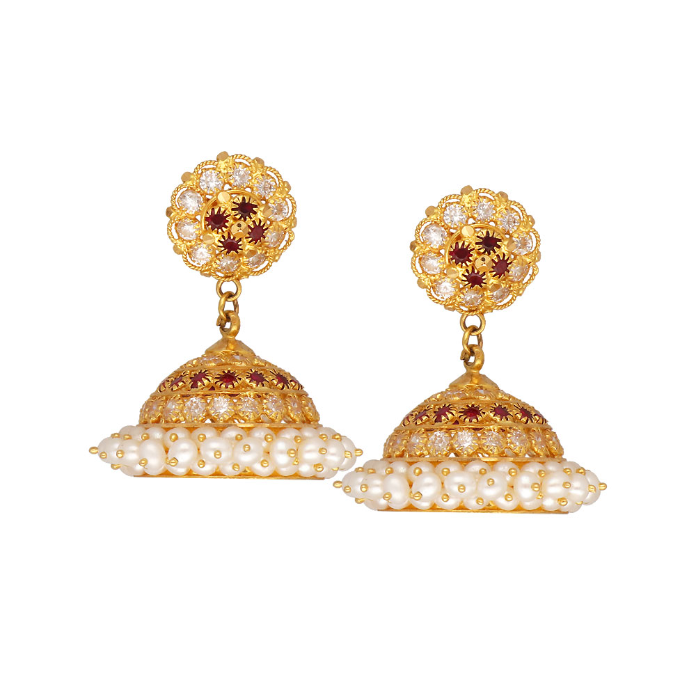 22k Gold Buttalu Jhumka Earrings | Raj Jewels