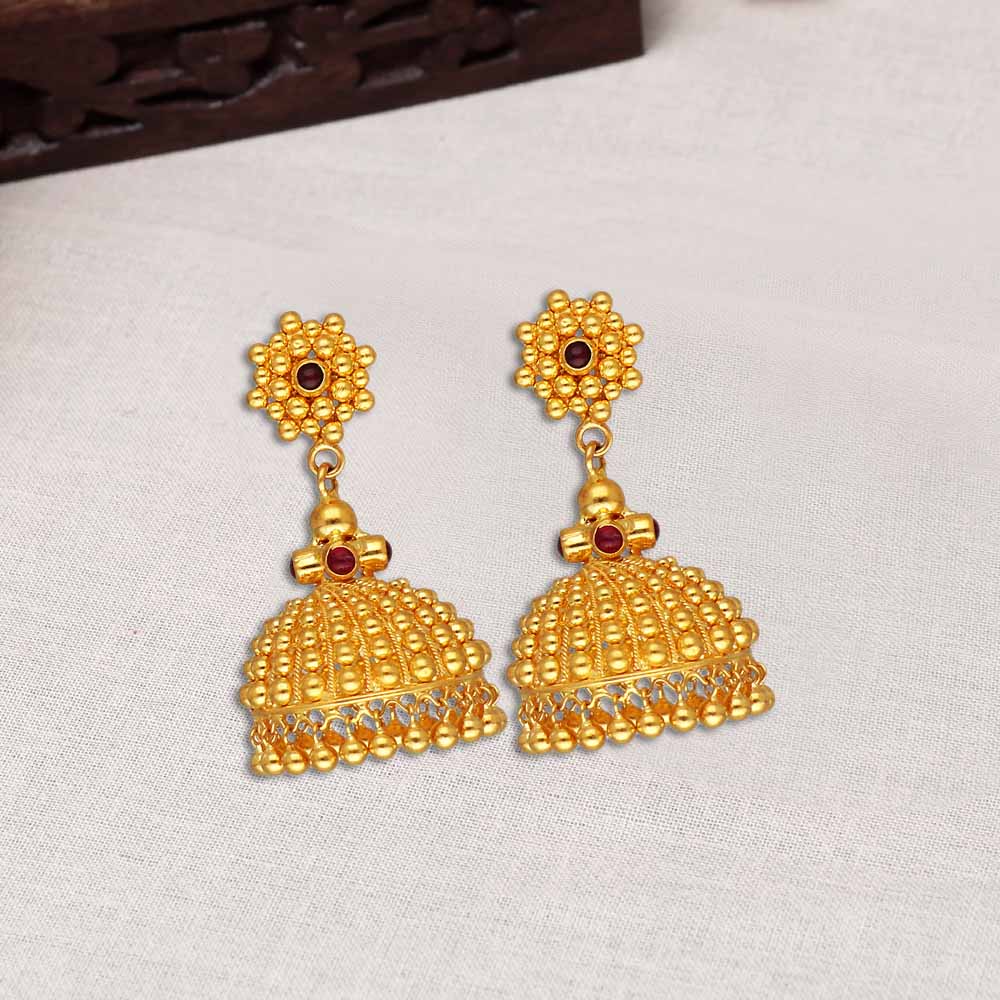 Nakshatra Fashion Jewellery- Traditional Temple Jewellery One Gram Gold  Ethnic Brass Stylish South Indian Jhumka Earrings For Women and Girls  Latest(Shankarabharanam buttalu) : Amazon.in: Fashion