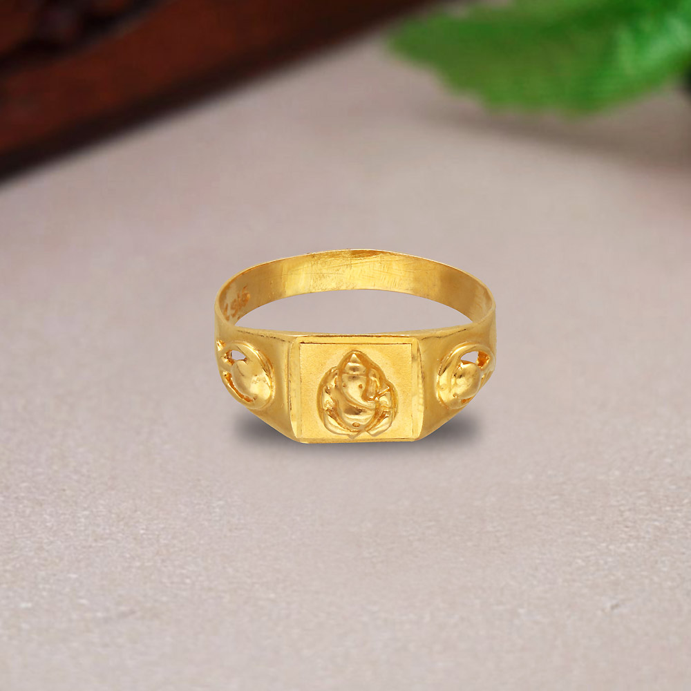 Ganesha Ganesh God Mens Ring 22k Yellow gold Ring Diamond cut Rhodium color  46 | eBay