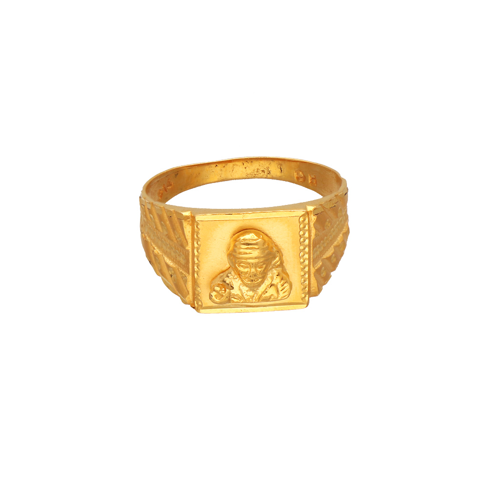 22 Kt Gold Mens Hanuman Ring - RiMs26403 - 22 Kt Gold Mens Hanuman Ring is  designed with hanuman ji on it and studded with cubic zirconia stone