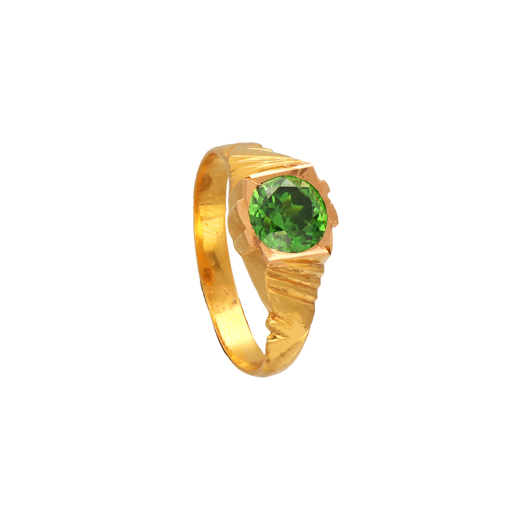 Buy 22Kt Gold Semi Precious Green Stone Ring For Men 94VH3259 ...