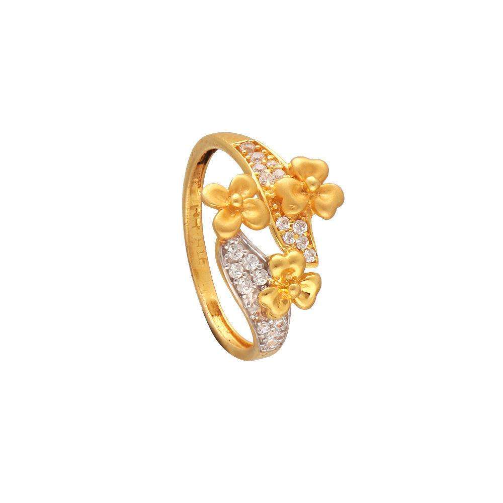 Buy 22Kt Fancy White Stone Floral Gold Ring 96VK474 Online from Vaibhav  Jewellers