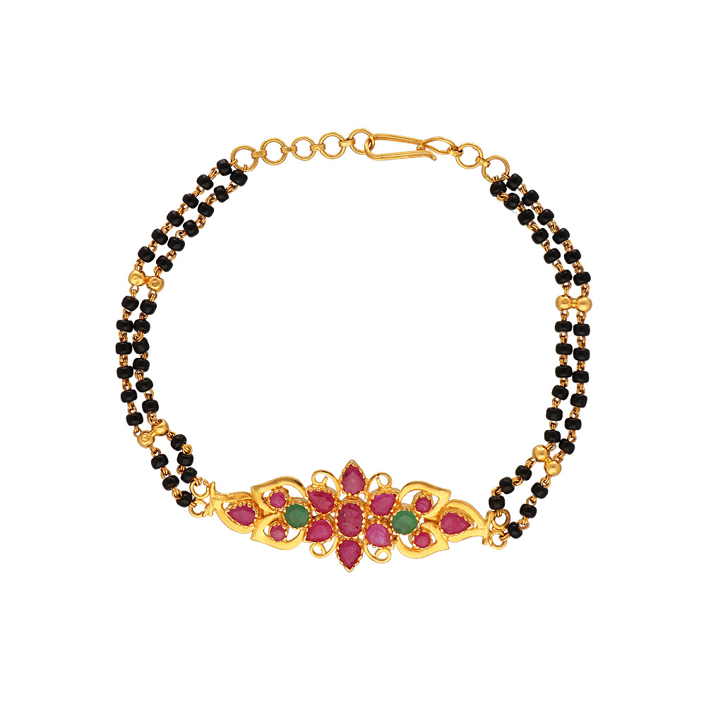 Buy Mia by Tanishq 14k(585) Yellow Gold Wedding-in-Bloom Gold Mangalsutra  Bracelet for Women at Amazon.in