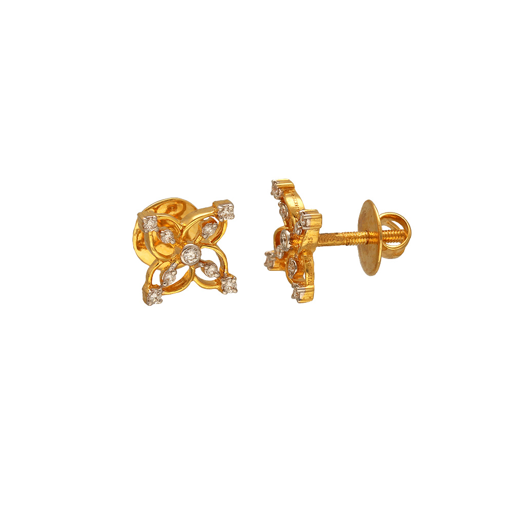 Buy Raigur 14K Gold baby earrings and earrings stud For Girls & Women |  Square Style Gold Nose Studs and Earring studs combo Diamond Nose at  Amazon.in