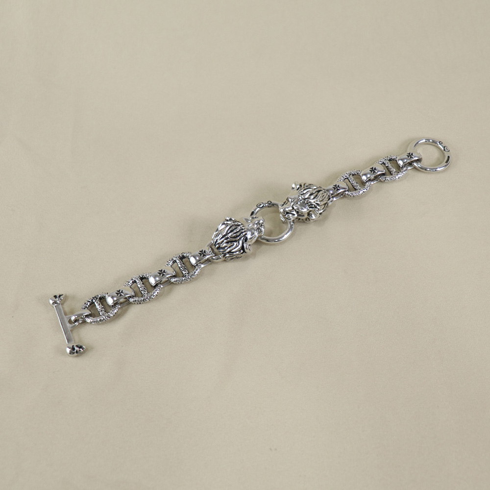 Buy Wide Lion Bracelet With Greek Key Design in Sterling Silver 925, Chunky  Lion Cuff Bracelet Online in India - Etsy