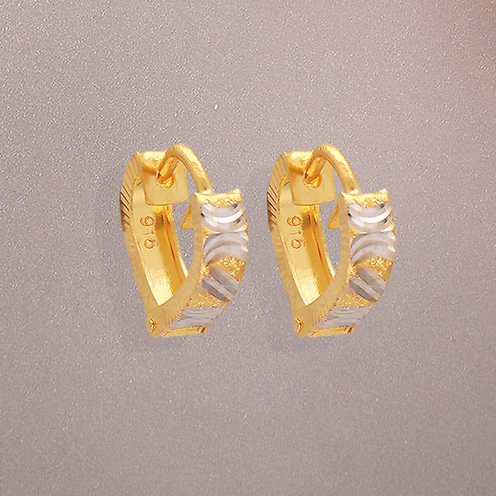 22K Gold Hoop Earrings (Ear Bali) For Women - 235-GER15764 in 4.100 Grams