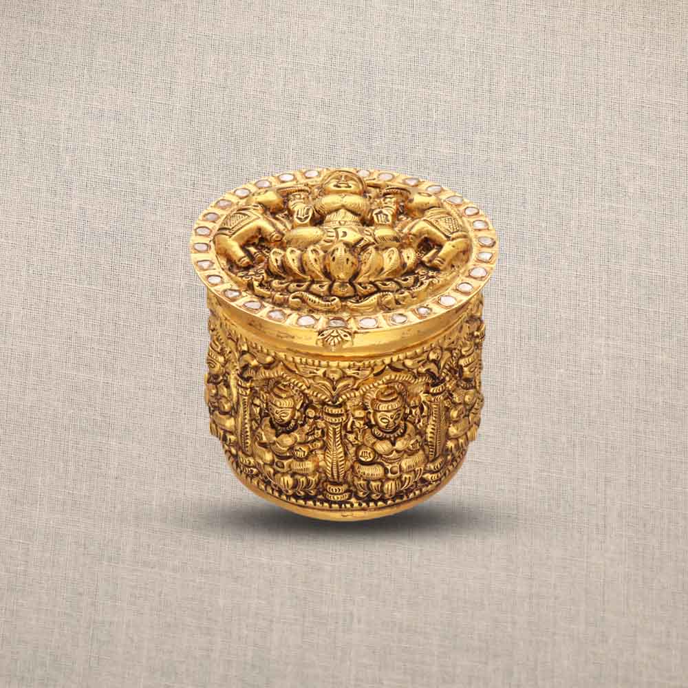 22K Gold 'Lakshmi' Ring For Women with Cz - 235-GR4422 in 4.450 Grams