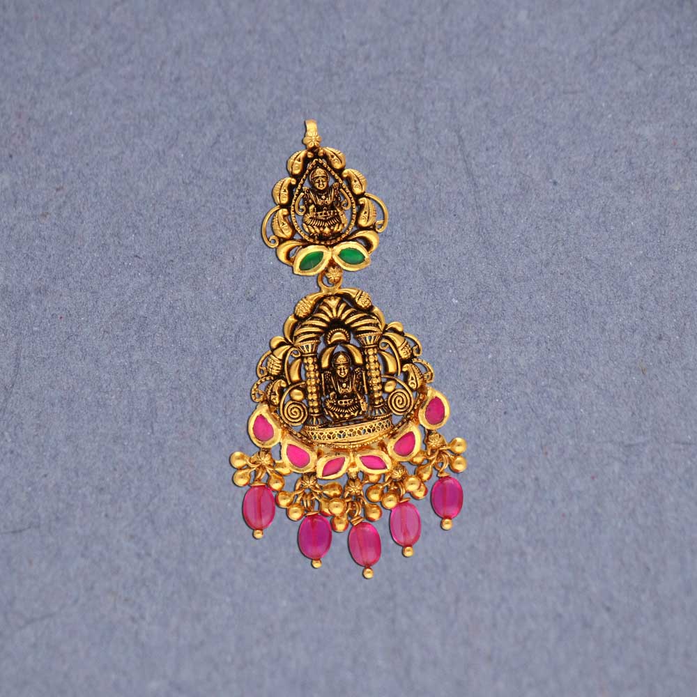 Traditional south indian style studs mounted with ruby potas!! | Beaded  necklace designs, Gold bride jewelry, Big earrings