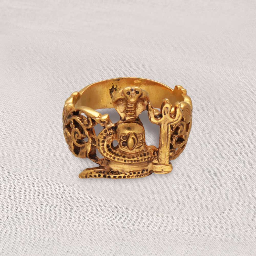 Buy Memoir Brass Micron Gold plated Heavy Shiva Third Eye Trinetra Tripund  design Spiritual finger ring Men (ORGS5939) at Amazon.in