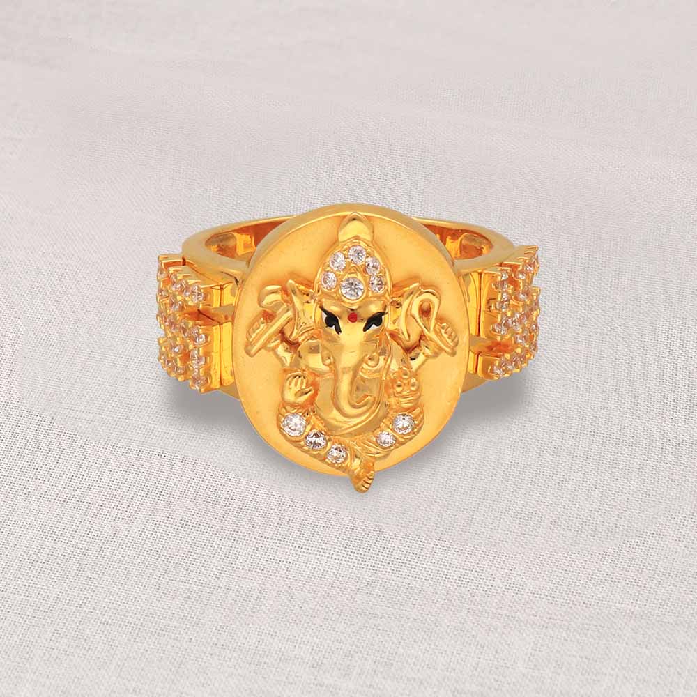 Gold Ganesh Ring | Gold Ring for Men with Colorful Ganesh – Virani Jewelers