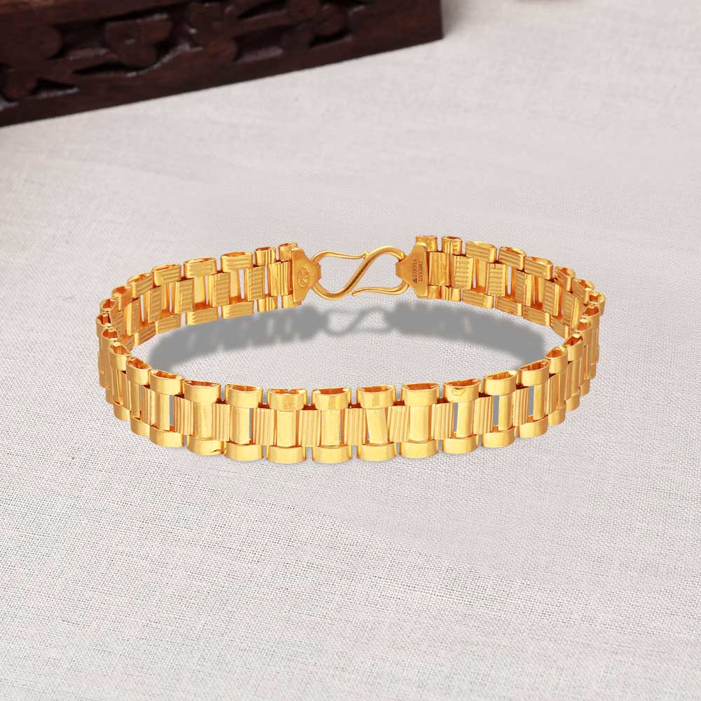 22K Yellow gold Men's Bracelet Beautifully handcrafted diamond cut design  160 | eBay
