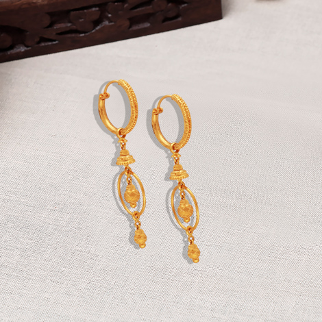 22k Gold Hoop Earring Indian Handmade 22kt Fine Gold Women Earrings | eBay