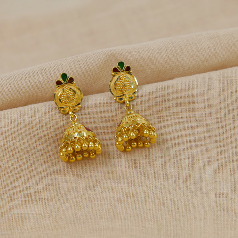 Buy 1 Gram Gold Indian Jewelry Jhumka Earrings Small Daily Use Gold Jhumka  Online