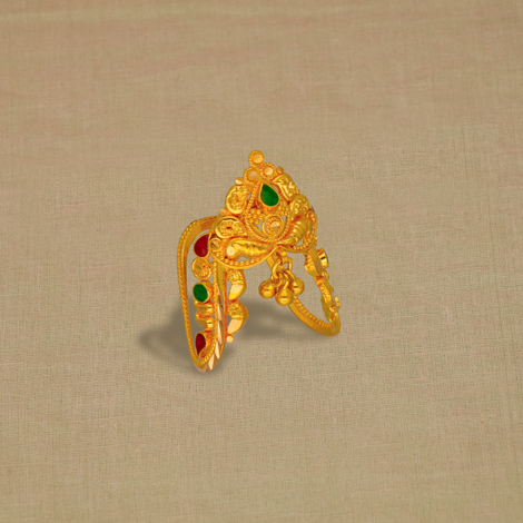 22K Gold Vanki Ring with Cz & Color Stones - 235-GVR432 in 4.800 Grams