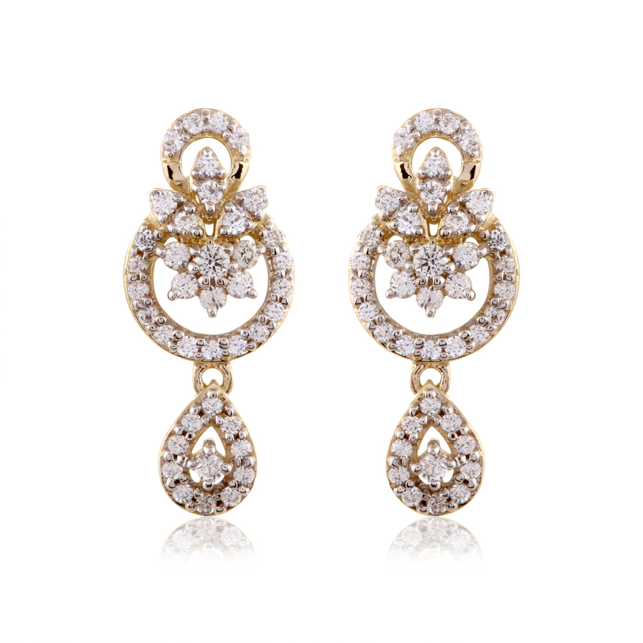 Aquamarine Drops & Lotus Diamond Earrings In Yellow & White Gold | Kaizarin  | Wolf & Badger