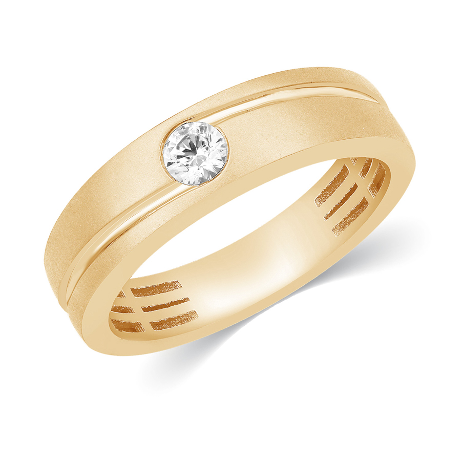 Buy Men's Diamond Finger Ring in 14KT Yellow Gold Online | ORRA