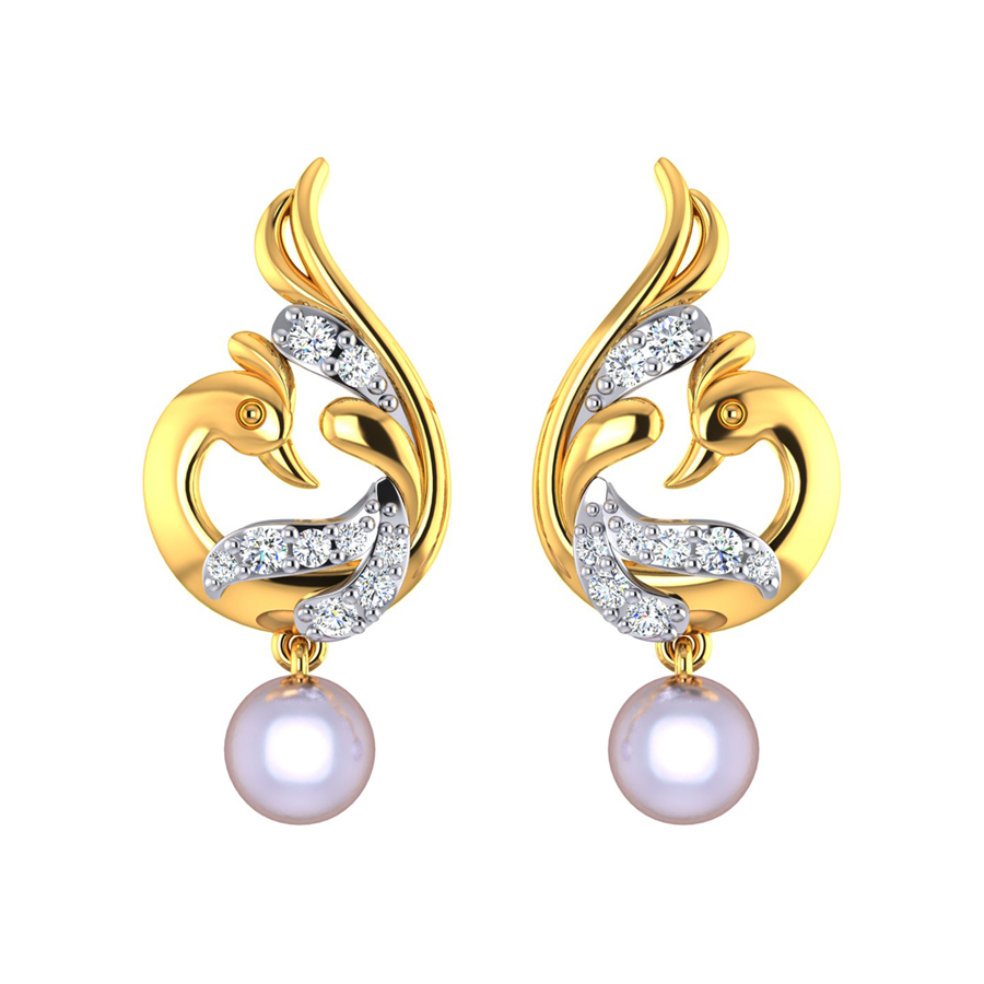Buy Stylish Hooks Design Gold Earrings |GRT Jewellers