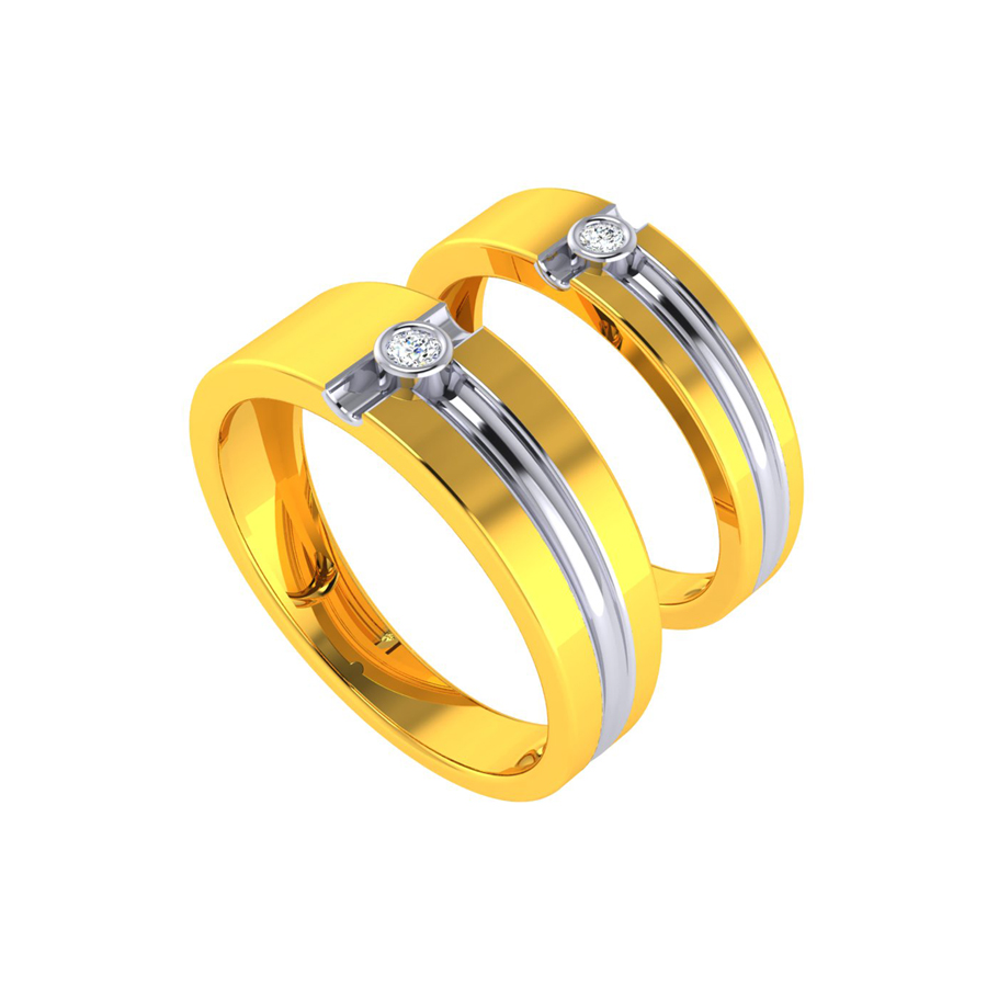 Showroom of 22 ct gold couple ring in single small diamond | Jewelxy -  137065
