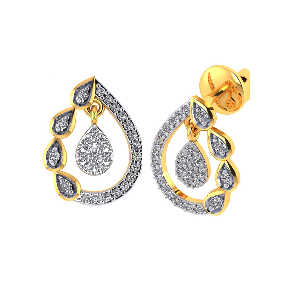Diamond Leverback Earrings in Yellow Gold | KLENOTA