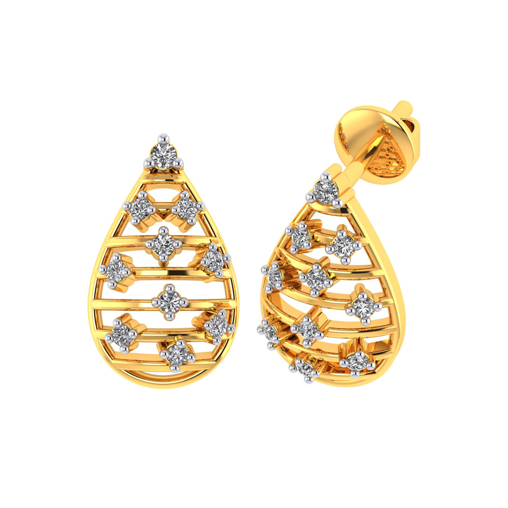 22K Plain Yellow Gold Stud Earrings (4.320 Grams) | Mohan Jewellery