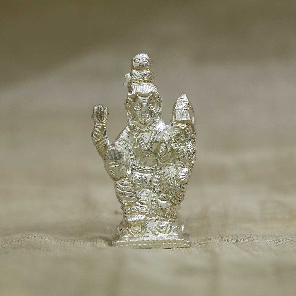 Buy Vaibhav Jewellers Casting Plain Silver Lord Siva Parvathi Idol ...