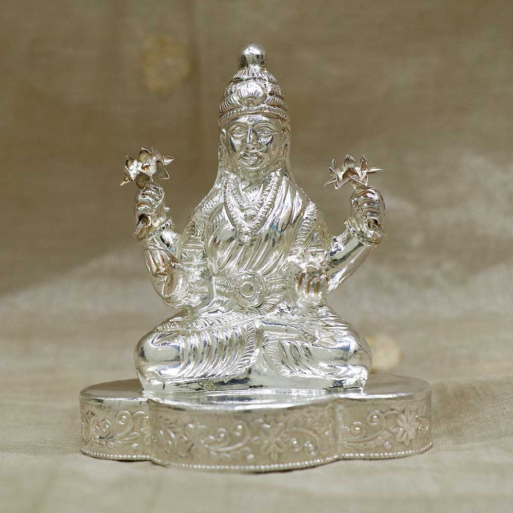 Buy Vaibhav Jewellers Silver Oval Base Lakshmi Devi Idol 353VB6179 ...