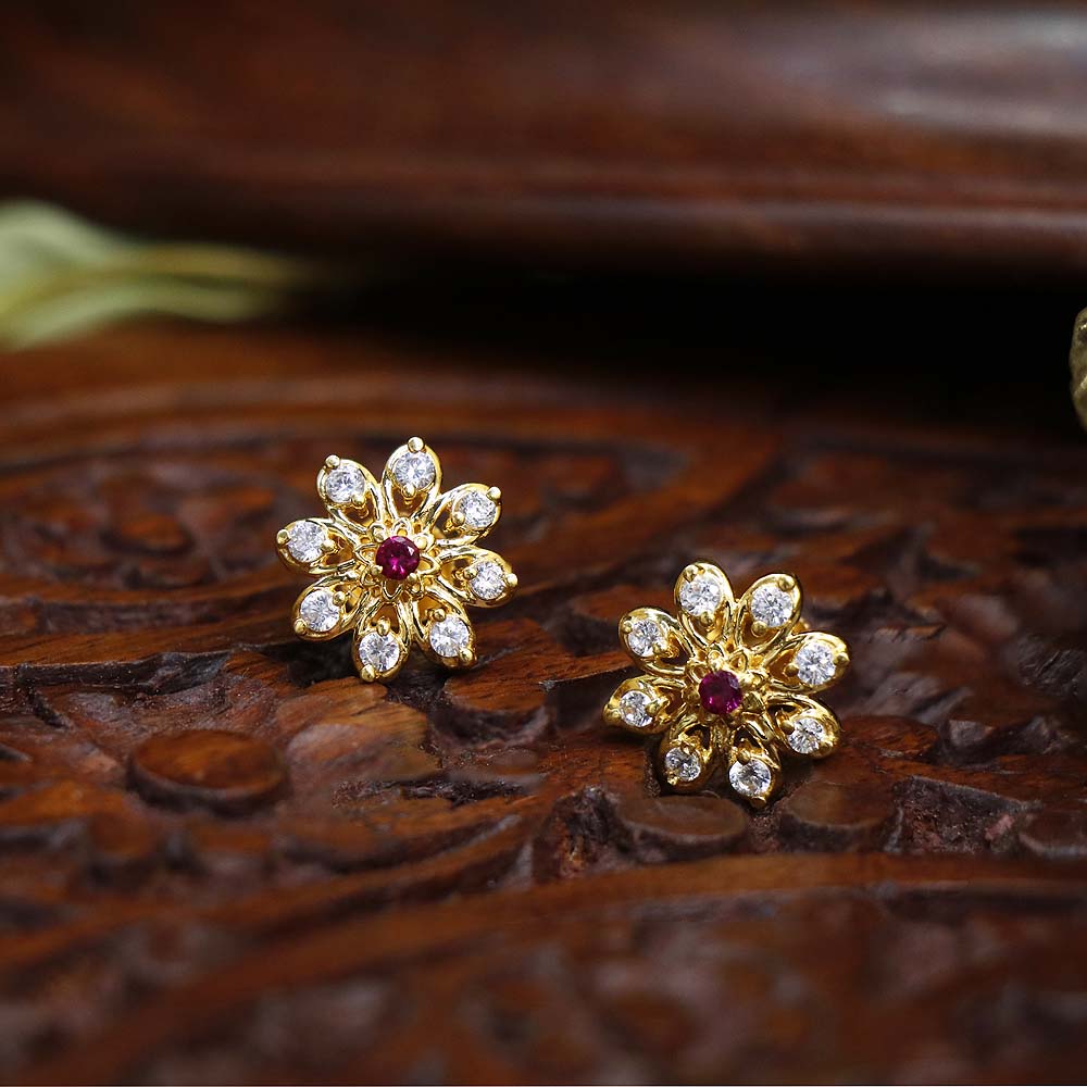 Shop Gold Stud Earrings in Singapore - Mustafa Jewellery